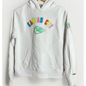 Kansas City Chiefs Hoodie Sweatshirt White Multicolor Logo NFL Size M